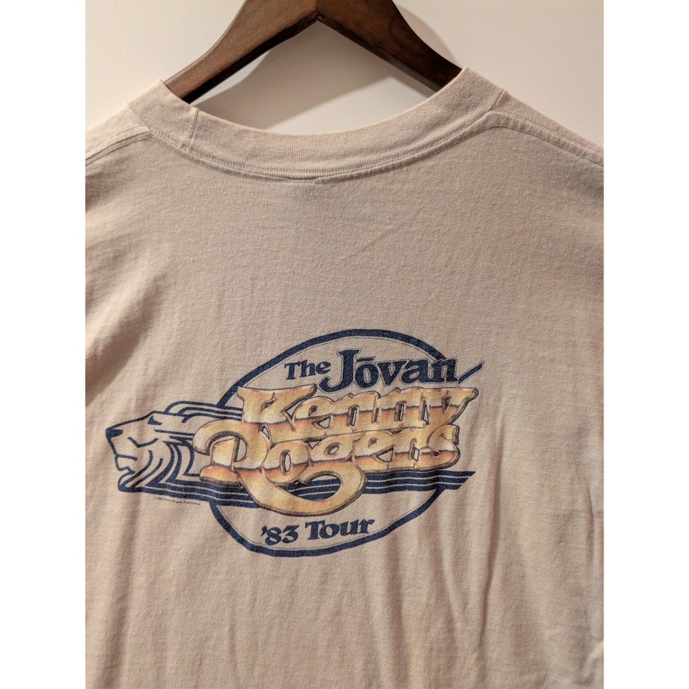 Vintage Kenny Rogers T-Shirt Mens XL Tan Fair 1983 Jovan Tour Concert 80s Single